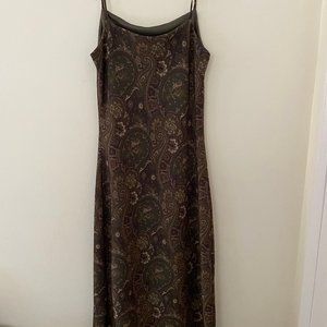 Pattern green dress, spaghetti straps